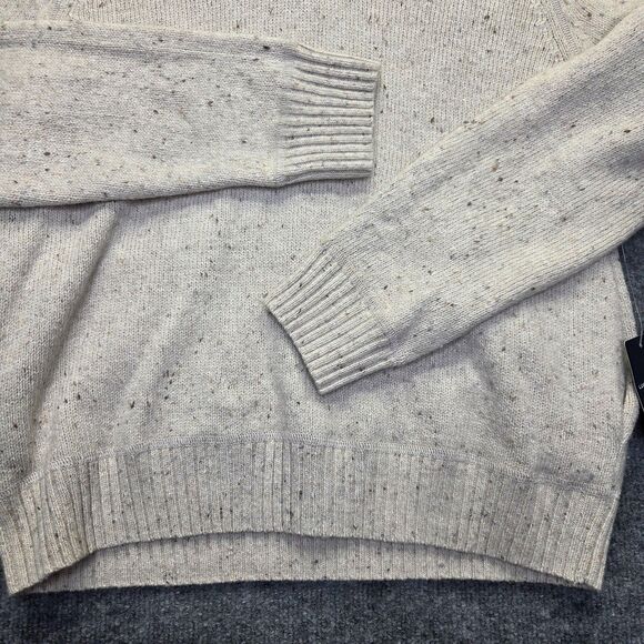 Lucky Brand Sweater Mens Medium Oatmeal Wool Blend Mock Neck Henley Donegal - Picture 7 of 10